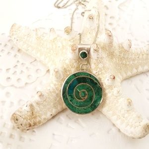 Malachite Necklace Earring Artisan Set Handmade
